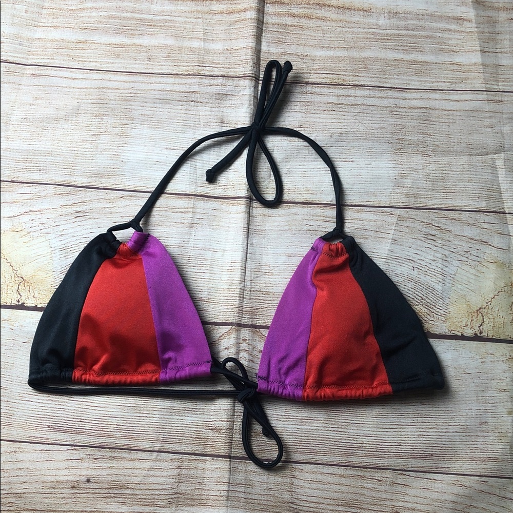 Victoria's Secret Red, Purple & Black Colorblock‎ Triangle Bikini Top